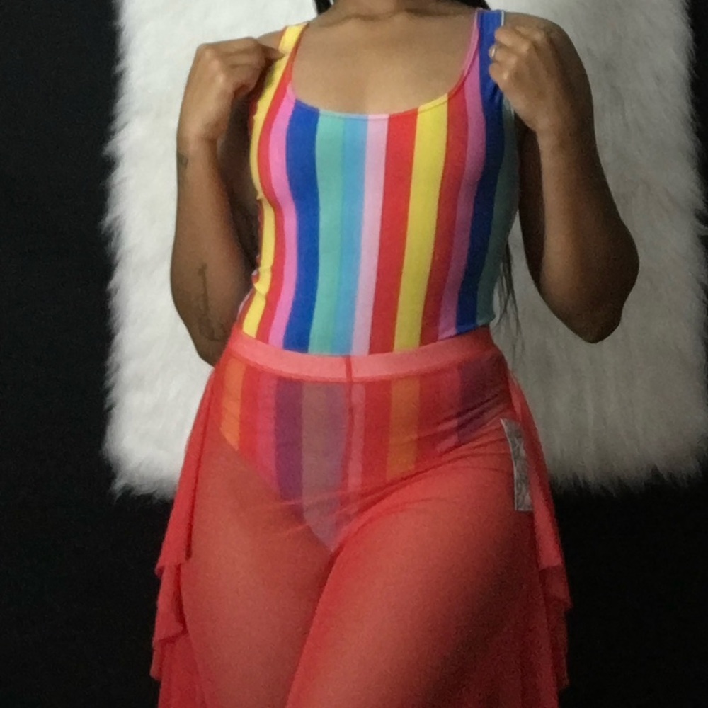 Vibrant Colorful Onesie Jumpsuit with Modern Flair Wide-Leg Pants